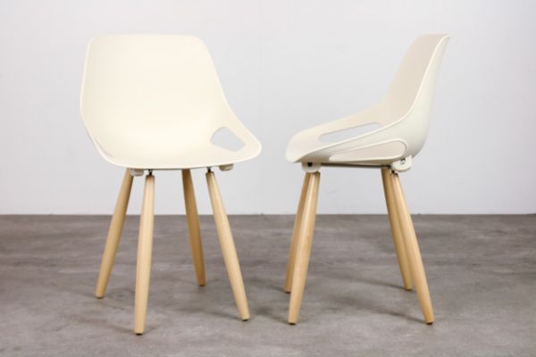 Kunststof stoel met houten | Multi